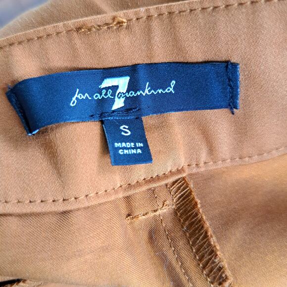 7 For All Mankind Cognac High Waist Wide Leg Pant Small Belted Fall Camel Brown - Picture 4 of 8